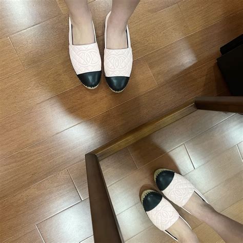 chanel 草編鞋|chanel 双色 shoes.